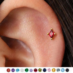 Labret Cartilage à dos plat en rubis 18 g/16 g • boucles d'oreilles conques • petits clous • clou cartilage • clou hélicoïdal • clou tragus • clou labret