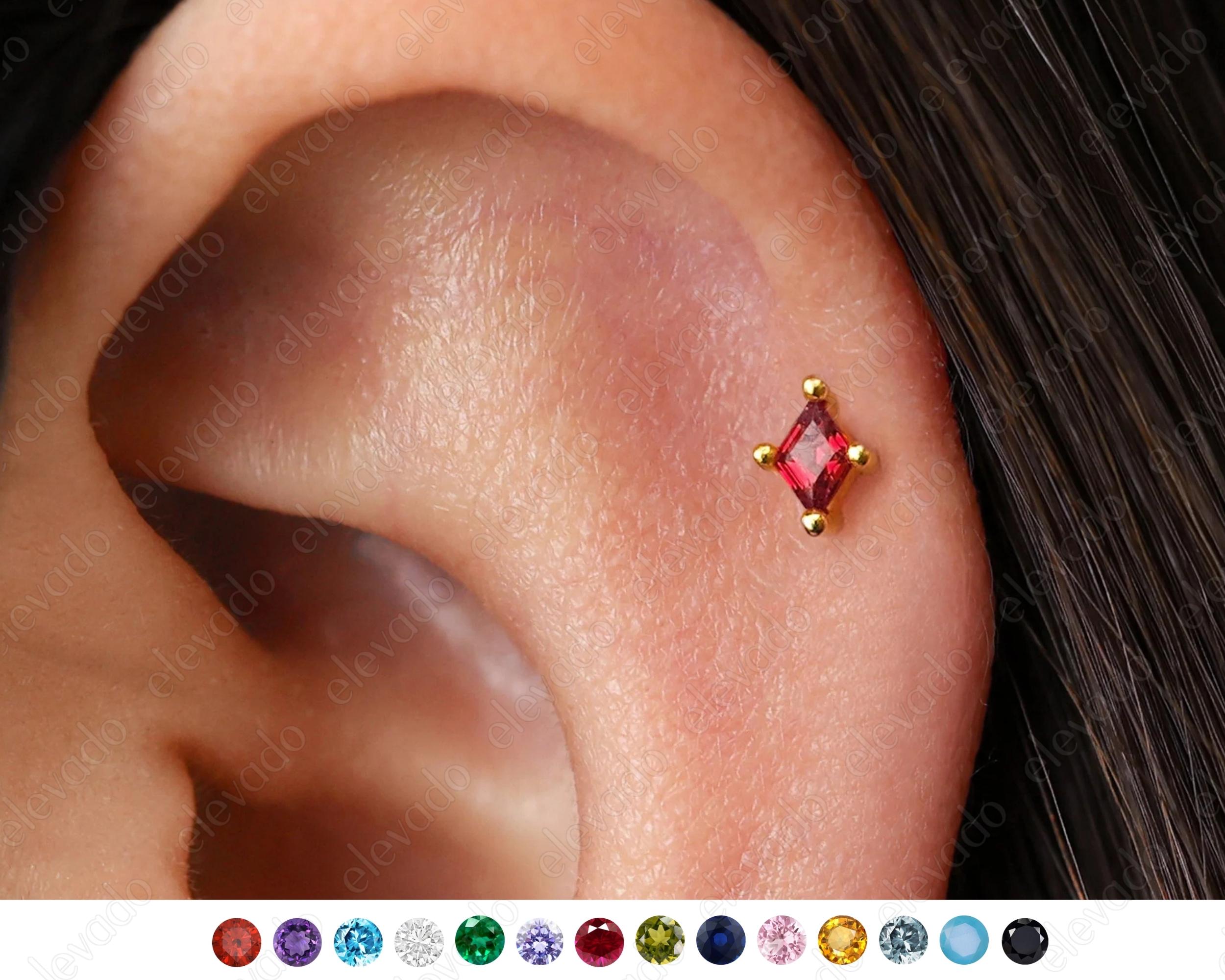 18G/16G Ruby Cartilage Flat Back Labret • conch earrings • tiny studs • cartilage stud • helix stud • tragus stud • labret stud
