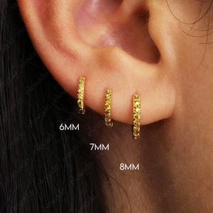Topaz Huggie Hoop Earrings • gold conch hoop • cartilage hoop • hoop earrings • silver pave ring hoop • tragus hoop • small helix hoop
