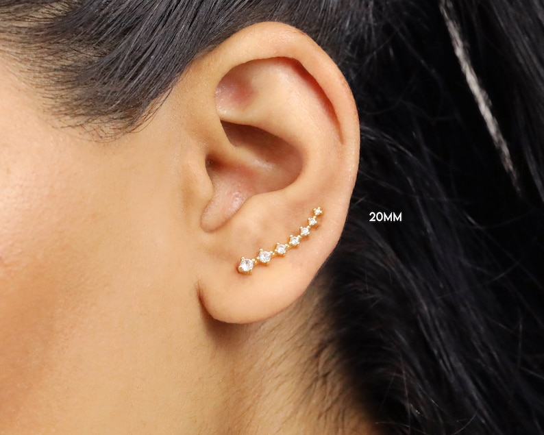 Ear Climbers ear climber ear crawler boucles doreilles minimalistes bijoux en argent boucles doreilles en or rose veste doreille brassard doreille image 3