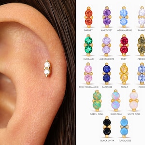 18G/16G Dainty Double Cartilage Gold Stud Earrings • conch earrings • tiny studs •  cartilage stud • helix stud • tragus studs • screw back