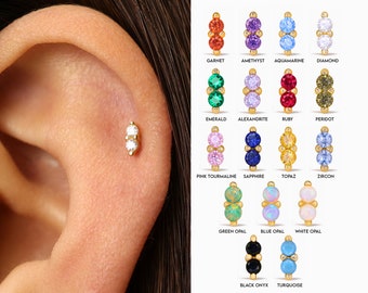 Clous d'oreilles en or double cartilage Dainty 18G/16G • boucles d'oreilles conques • petits clous • clou en cartilage • clou en hélice • clous en tragus • fond vissé