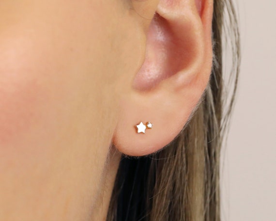 Tiny Star Stud Earrings CZ Dainty Earrings Star Earrings Tiny Stud Earrings Small Stud Earrings Minimalist Earrings Etsy