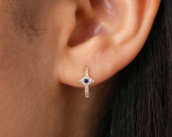 Tiny Eye Hoop Earrings • evil eye earrings • eye charm gold hoops • dainty • huggie hoop earrings • minimalist earrings • evil eye hoop