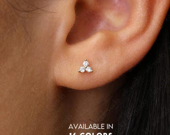 Blumen Ohrstecker • kleine zierliche Ohrringe • Gold Ohrstecker • kleine Smaragd Ohrstecker • Minimalist Ohrringe • Silber Türkis Ohrstecker