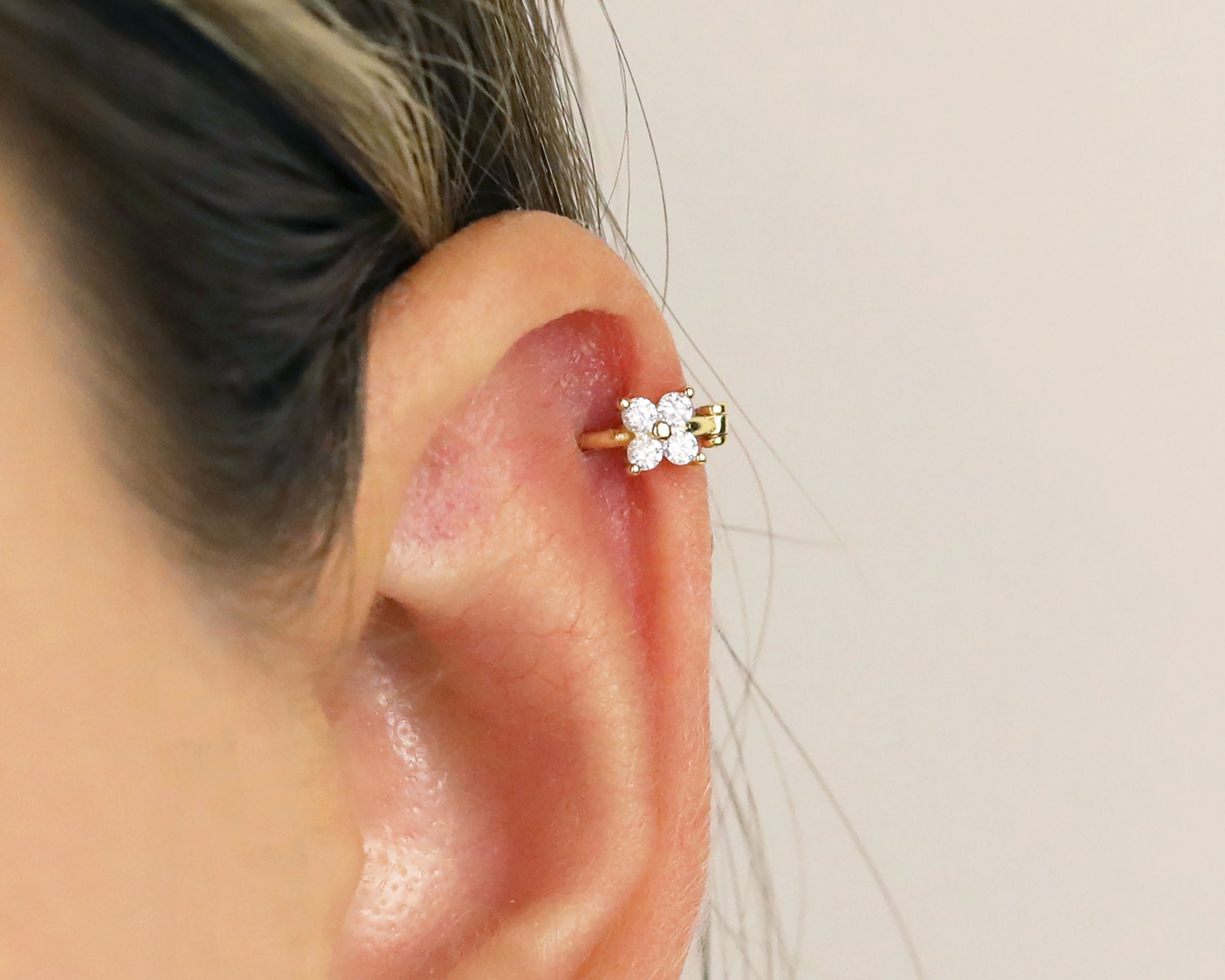 18G Flower Cartilage Hoop Earrings • celestial tragus earrings • tiny hoop earrings • cartilage hoop earrings • helix hoop • small hoops
