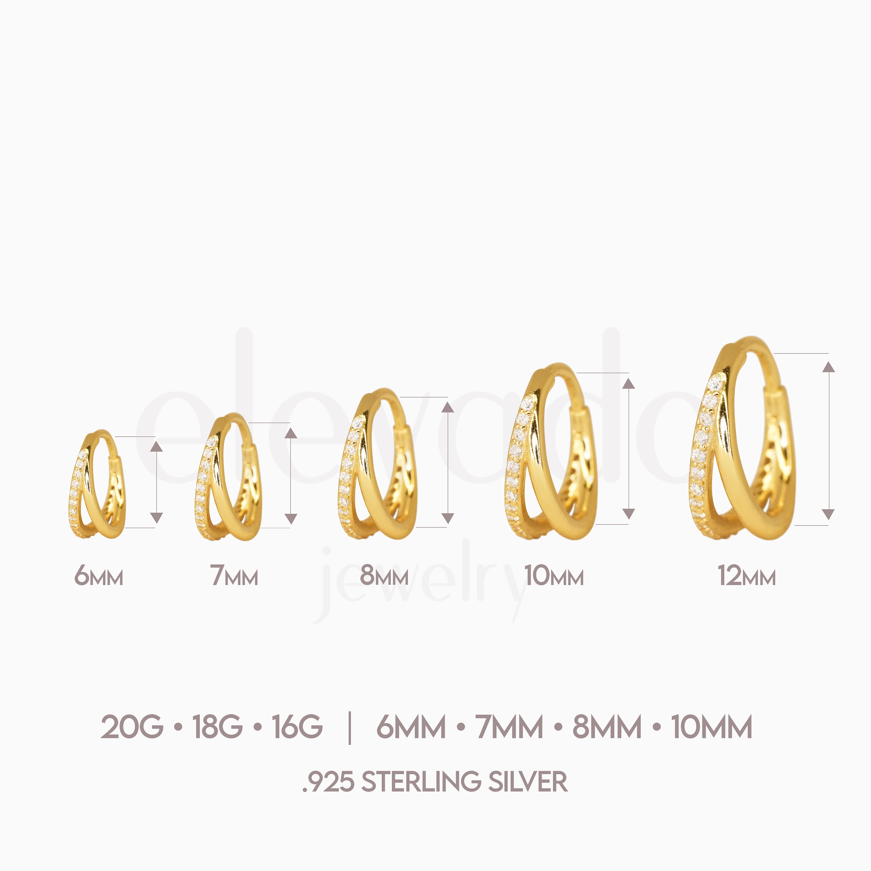 Paved Double Clicker Hoops, Nose Ring, Conch Hoop, Hoop Earring, 16G/18G Septum Hoop • Daith Hoop • Tragus Hoop • Rook Hoop