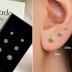 Assorted Fire Opal Stud Earring Stack • gift for her • internally threaded flat back labret • earring set • minimalist earrings • elevado