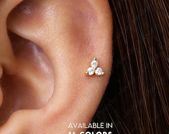 18 G/16G Brilliant Flower labret met platte achterkant • kraakbeenoorbel • helixpiercing • tragusknop