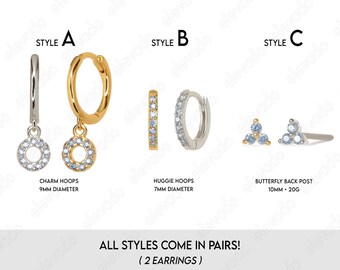 Set Orecchini Cerchio Donna Argento 925 E Oro 18k Con Zirconi Blu - MARLION JEWELS - 2