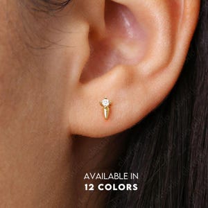 Dainty Spike Birthstone Stud Earrings • gold studs • small stud earrings • minimalist earrings • birthstone stud earrings