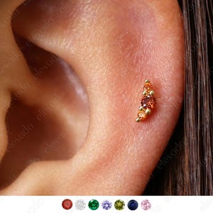 18G/16G Garnet Climber Flat Back Labret Stud • Cartilage Earring • Tragus Stud • Helix Piercing • Nose Piercing • Elevado Jewelry