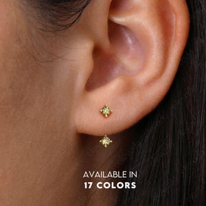 Peridot Dainty Stud Earring • Front Back Earring • August Birthstone • Small Stud Earrings • Gifts for Her
