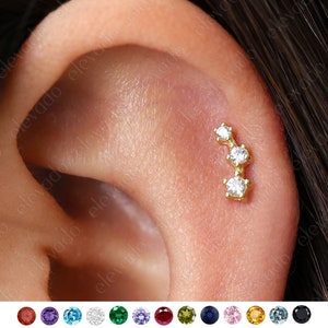 Pierre de naissance 18 gr / 16 gr. Clou labret à filetage intérieur • Boucle d'oreille de cartilage • Tragus • Clou de conque • Clou de cartilage • Labret à dos plat