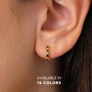 Bezel Birthstone Huggie Hoop Earrings • birthstone hoops • gold hoop earrings • delicate birthstone earrings • minimalist hoops