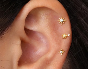CERSLIMO 3 paia di orecchini a perno in argento Sterling per donne, uomini e ragazze, 2 mm, piccoli orecchini a perno rotondi con zirconia cubica, orecchini con perle, orecchini a sfera, per
