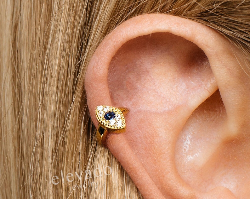 Boucles d'oreilles 18G Evil Eye Cartilage Hoop boucles d'oreilles tragus oculaires bijoux élevés petit cerceau d'hélice de cartilage boucles d'oreilles minimalistes image 4