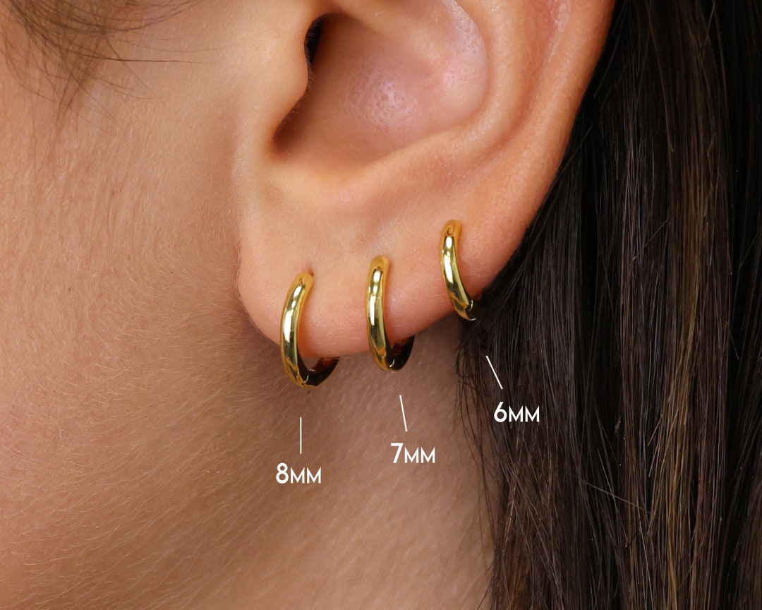 Thick Solid Huggie Hoop Earrings • Rounded Hoop Earrings • Cartilage ...