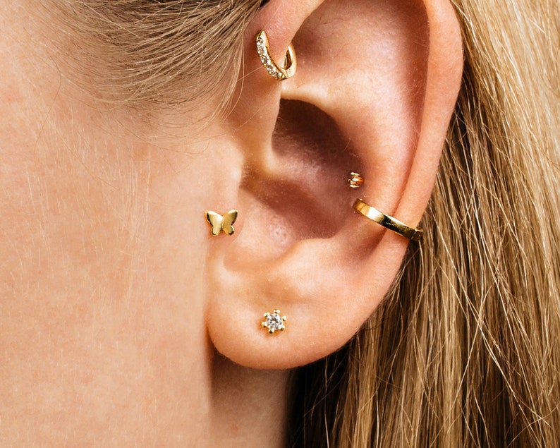 20G Tiny Butterfly Screw Back Earrings butterfly stud earrings dainty earring minimalist earring tiny studs gold stud earrings image 7