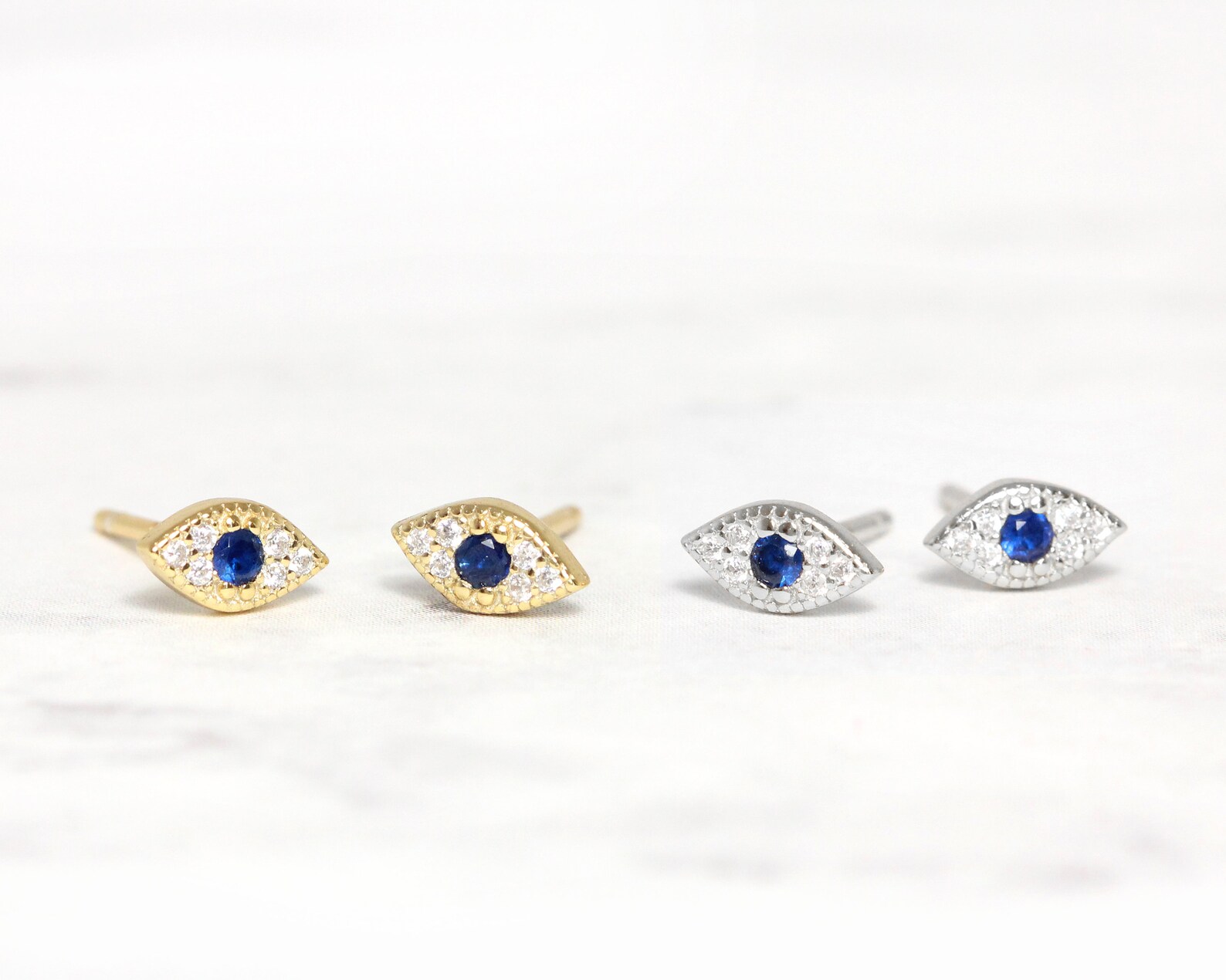 Tiny Evil Eye Stud Earrings CZ dainty earrings eye silver Etsy