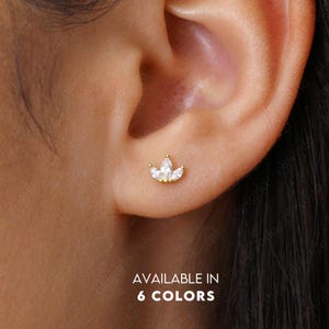Dainty Marquise Flower Stud Earrings • gold studs • small stud earrings • minimalist earrings • birthstone stud earrings
