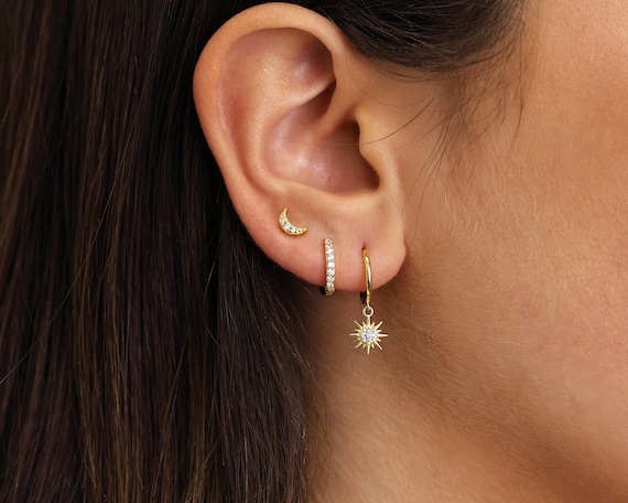 Celestial Sunburst Hoop Earrings Gift Set • Huggie Hoop