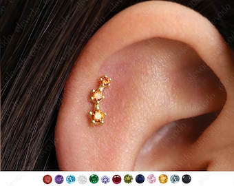 Garnet Climber Cartilage Stud • 16G/18G Internally Threaded Labret