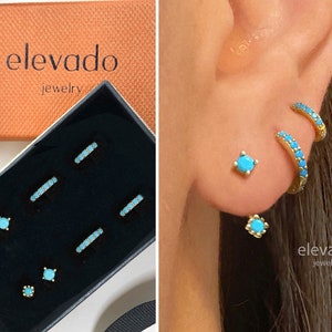 Cadeauset oorbellen turquoise voorkant achterkant • turquoise sieraden • klaar voor cadeau • cadeau voor haar • cadeau voor moeder • kousenvuller • kerstsieraden