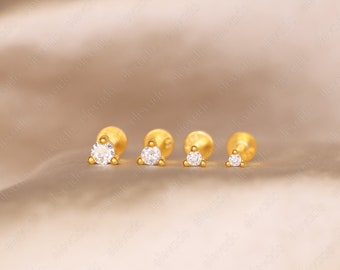 Liten diamant med invändig gänga i labret-örhänge • 18G/16G broskörhänge
