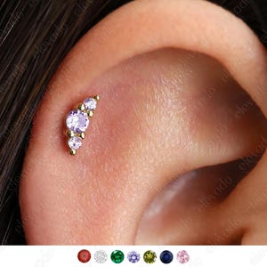 18G/16G Alexandrite Climber Flat Back Labret Stud • Cartilage Earring • Tragus Stud • Helix Piercing • Nose Piercing • Elevado Jewelry