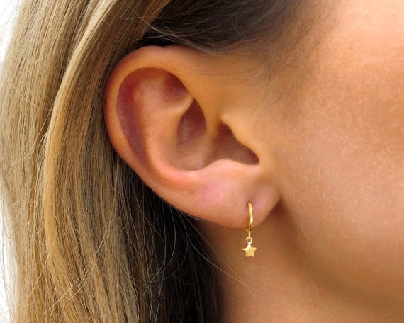 Stud Earrings - Mini Gold Star Hoop Earrings | The Shop'n Glow