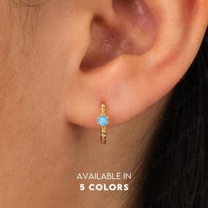 Turquoise Gemstone Beaded Hoop Earrings • beaded hoops • gold hoop earrings • delicate gemstone earrings • minimalist hoops