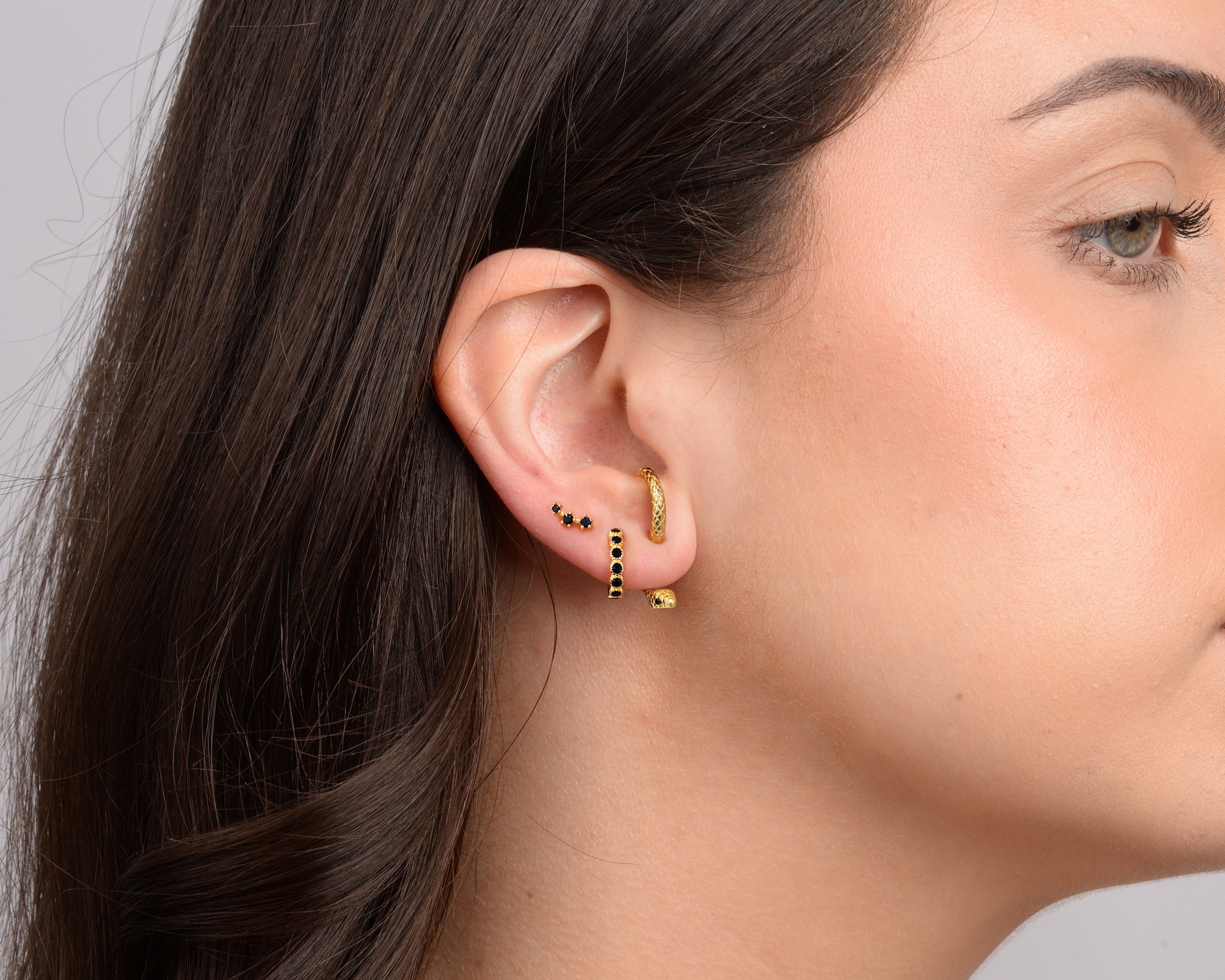 Black Onyx Serpent Front Back Earring Set • huggie hoop • minimalist earrings • snake earrings • serpent earrings • elevado jewelry