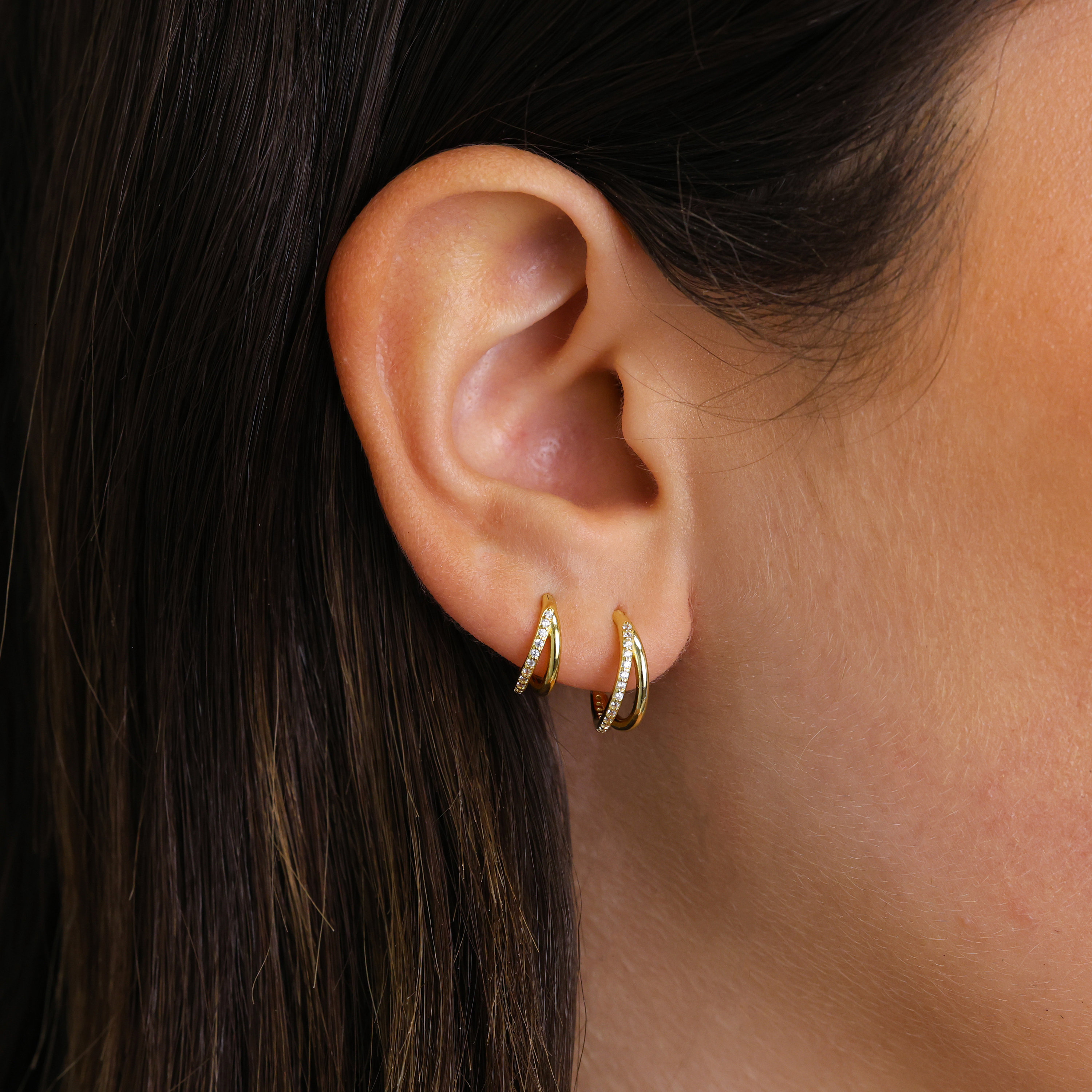 Paved Double Clicker Hoops, Nose Ring, Conch Hoop, Hoop Earring, 16G/18G Septum Hoop • Daith Hoop • Tragus Hoop • Rook Hoop