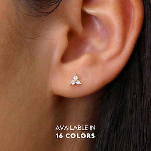 Flower Stud Earrings • tiny dainty earrings • gold stud • small emerald stud earrings • minimalist earrings • silver turquoise stud earrings
