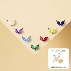 18G/16G Sapphire Marquise Cartilage Flat Back Labret • marqusise conch earrings •  cartilage stud • helix stud • tragus stud • labret stud