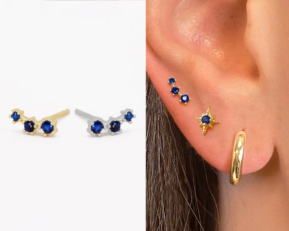 Tiny sapphire shop stud earrings