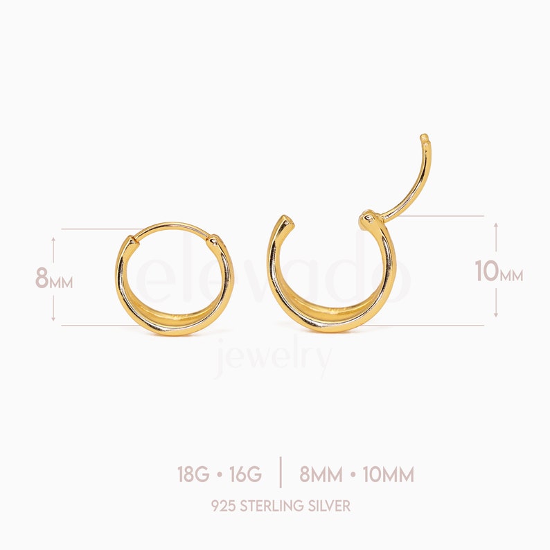 Solid Double Septum Hoop, Nose Ring, Conch Hoop, Hoop Earring, 16G/18G Clicker Hoops Daith Hoop Tragus Hoop Rook Hoop image 8
