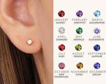 Boucles d'oreilles Tiny Birthstone Stud • Boucles d'oreilles délicates CZ • clous d'or • petites boucles d'oreilles clous • boucles d'oreilles minimalistes • boucles d'oreilles clous de pierre de naissance