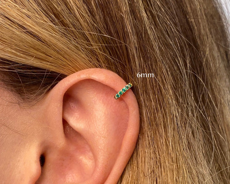 18G Emerald Cartilage Huggie Hoop Earrings simple everyday earrings emerald earrings elevado jewelry minimalist earrings image 1