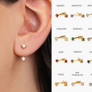 Front Back Earrings ear jacket dainty ear jacket gold earrings ear jacket earrings minimal earring cz ear jacket ear jacket image 1