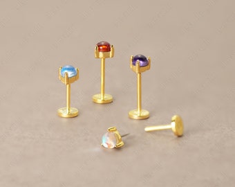 20G/18G/16G gepolijste bol geboortesteen Threadless push pin Labret geboortesteenstekker • Draadloze oorbellen met platte achterkant • Kraakbeenoorbel