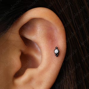 18G/16G Gunmetal Dainty Charm Flat Back Labret • tragus stud • helix piercing • cartilage earring • minimalist jewelry