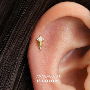18G/16G Spike Cartilage Flat Back Labret • birthstone conch earrings • tiny studs •  cartilage stud • helix stud • tragus stud • labret stud