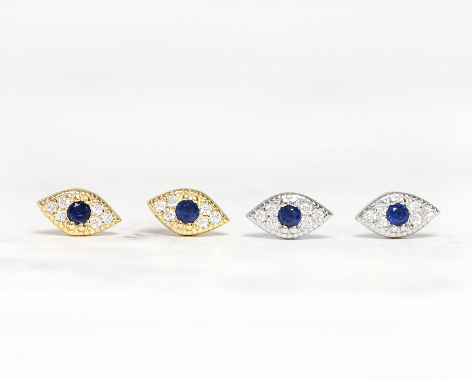 Tiny Evil Eye Stud Earrings CZ dainty earrings eye silver Etsy