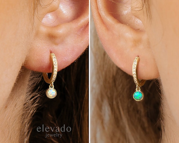 Opal gold 2024 hoop earrings