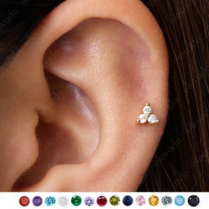 18G/16G Brilliant Cluster Cartilage Flat Back Labret • conch earrings • tiny studs •  cartilage stud • helix stud • tragus studs