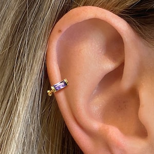 Boucles d'oreilles cartilage améthyste 18 g • boucles d'oreilles tragus • minuscules créoles • boucles d'oreilles cartilage • créoles hélicoïdales • petit créole