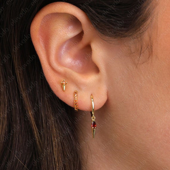 Garnet hoop earrings best sale