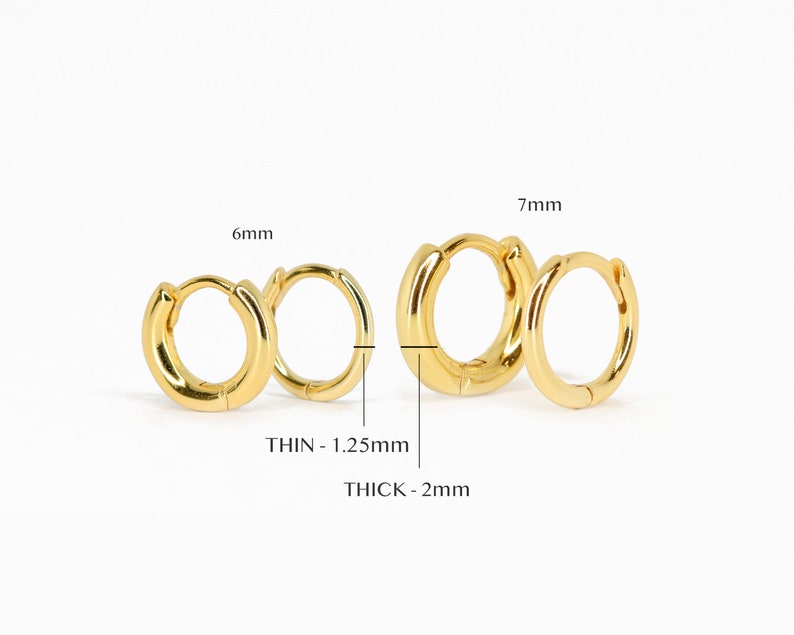 Simple Everyday Huggie Hoop Earrings rounded hoop earrings cartilage hoop gold conch hoop small helix hoop huggie tragus hoop zdjęcie 3